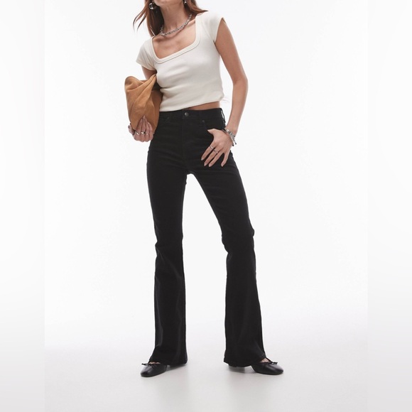 ASOS design Topshop high rise Jamie flare jeans in black - Picture 1 of 13